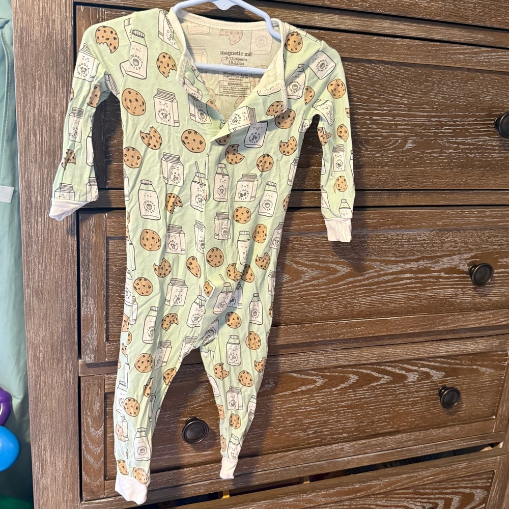 Magnetic Me Light Green Cookie & Milk Print One-Piece
